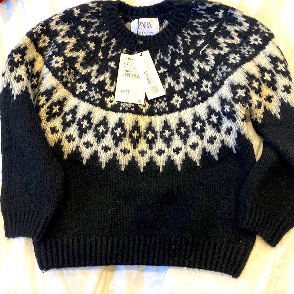 ZARA JACQUARD KNIT SWEATER, 8-9 yr